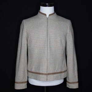 Women's Pendleton Blazer Colorful Virgin Wool Houndstooth Jacket Sz 12